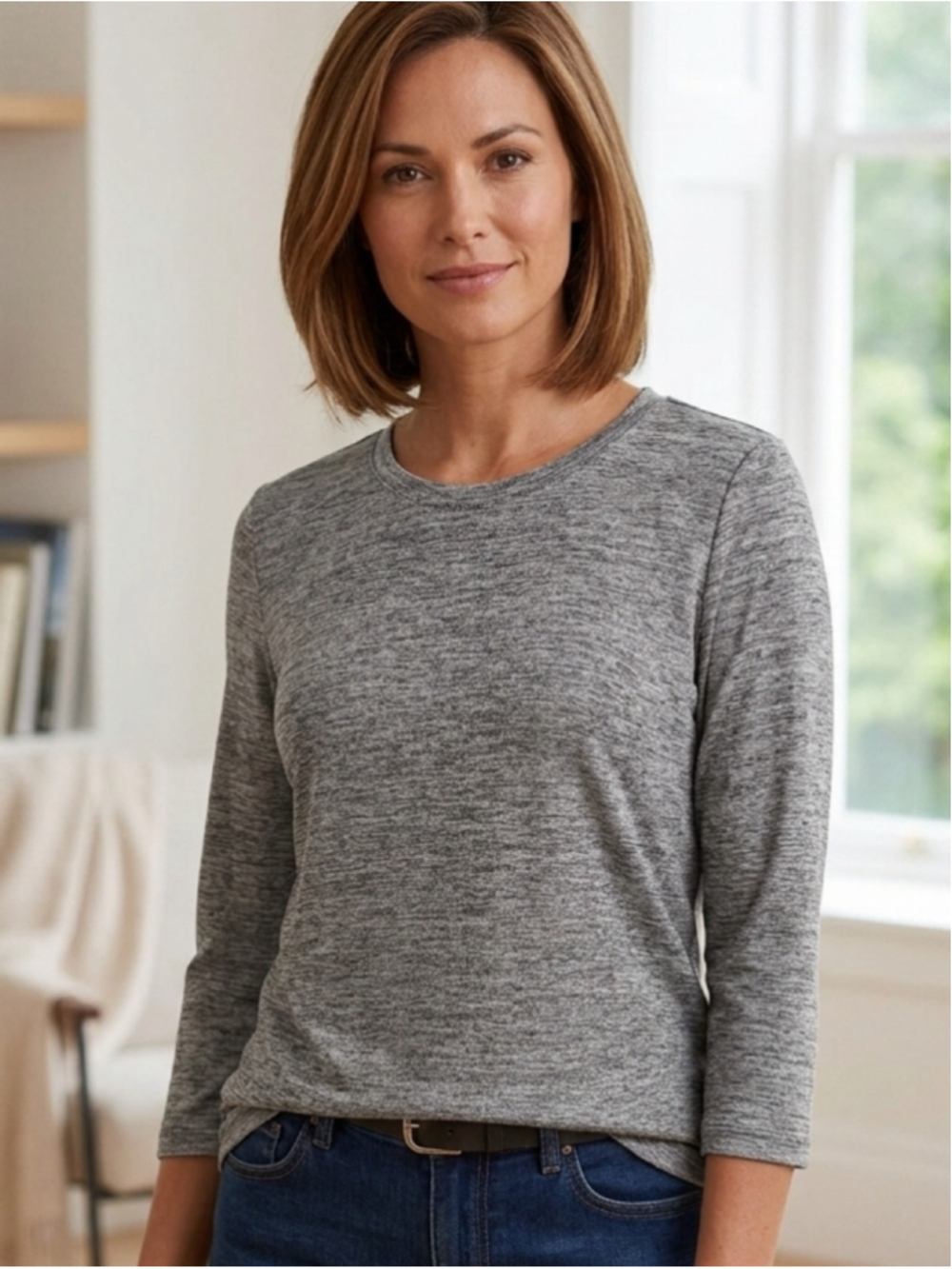 Women's Bianca Nygard Long Sleeve Tee Grey Size M. 2015